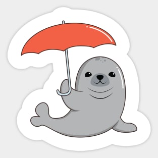 Seal with Umbrella Sticker